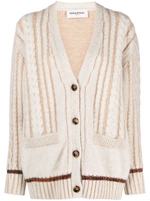 Sonia Rykiel cable-knit V-neck cardigan - Neutrals
