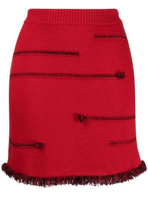 Sonia Rykiel contrasting-stitch detail skirt - Red