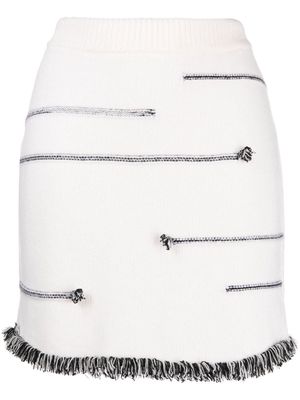 Sonia Rykiel contrasting-stitch detail skirt - White