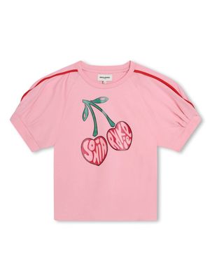 SONIA RYKIEL ENFANT cherry logo-print organic cotton T-shirt - Pink