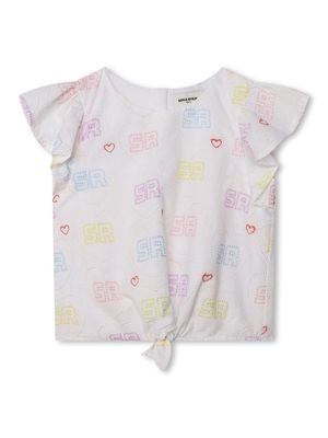 SONIA RYKIEL ENFANT crystal-embellished cotton blouse - White