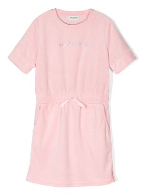 SONIA RYKIEL ENFANT crystal-embellished velvet T-shirt dress - Pink
