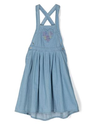 SONIA RYKIEL ENFANT embroidered-logo denim dress - Blue