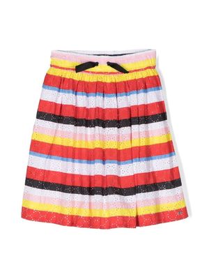 SONIA RYKIEL ENFANT horizontal stripe drawstring skirt - White
