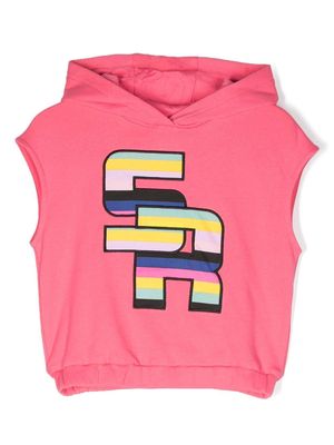 SONIA RYKIEL ENFANT logo-appliqué sleeveless hoodie - Pink