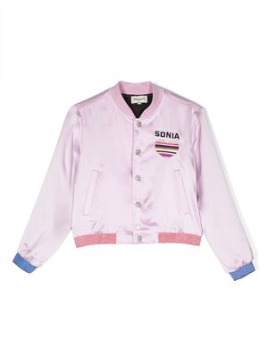 SONIA RYKIEL ENFANT logo-embroidered bomber jacket - Purple