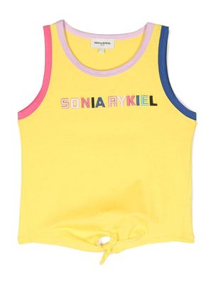 SONIA RYKIEL ENFANT logo-embroidered tank top - Yellow