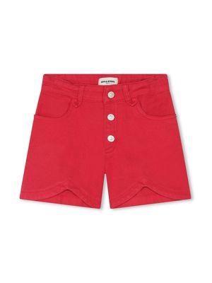 SONIA RYKIEL ENFANT logo-plaque denim shorts - Red