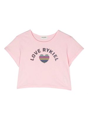 SONIA RYKIEL ENFANT logo-print cropped T-shirt - Pink