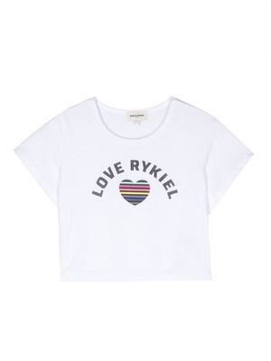 SONIA RYKIEL ENFANT logo-print cropped T-shirt - White
