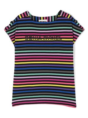 SONIA RYKIEL ENFANT logo-print striped T-shirt - Black