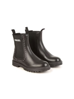 SONIA RYKIEL ENFANT logo-print studded leather Chelsea boots - Black