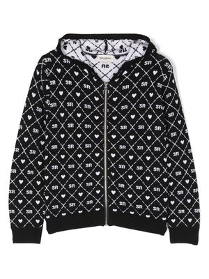 SONIA RYKIEL ENFANT monogram-intarsia zip-up hoodie - Black