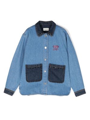 SONIA RYKIEL ENFANT rhinestone-embellished two-tone denim jacket - Blue