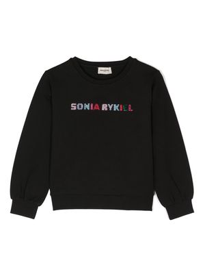 SONIA RYKIEL ENFANT rhinestone-logo crew-neck sweatshirt - Black