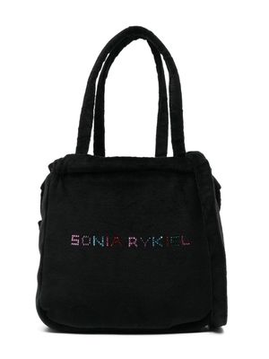 SONIA RYKIEL ENFANT rhinestone-logo velvet tote bag - Black
