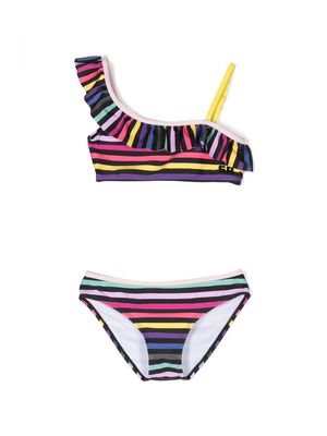 SONIA RYKIEL ENFANT ruffled-detail colour-block bikini set - Black