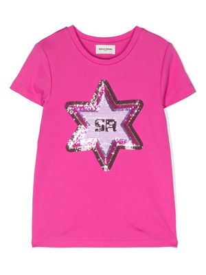 SONIA RYKIEL ENFANT sequin-embellished logo-print T-shirt - Pink