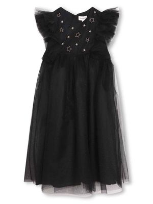 SONIA RYKIEL ENFANT star-embroidery tulle dress - Black