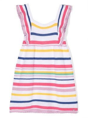 SONIA RYKIEL ENFANT stripe-pattern knitted dress - White