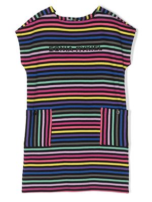 SONIA RYKIEL ENFANT stripe-pattern short-sleeve dress - Black