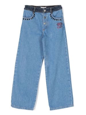 SONIA RYKIEL ENFANT tonal studded wide-leg jeans - Blue