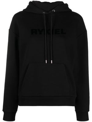 Sonia Rykiel flocked-logo cotton hoodie - Black