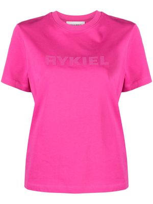 Sonia Rykiel flocked-logo cotton T-shirt - Pink