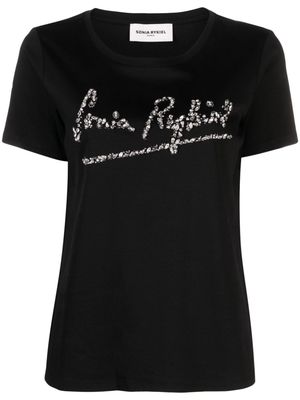 Sonia Rykiel logo-embellished cotton blend T-shirt - Black