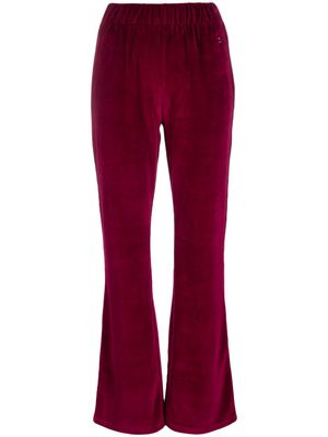 Sonia Rykiel logo-embellished velvet flared trousers - Purple