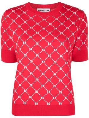 SONIA RYKIEL monogram-pattern knitted top - Red