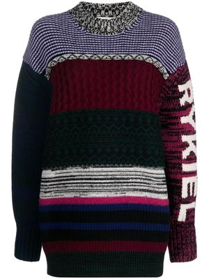 Sonia Rykiel patchwork knitted wool jumper - Black