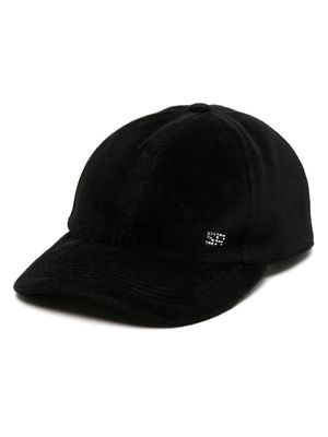 Sonia Rykiel rhinestone-logo velvet cap - Black