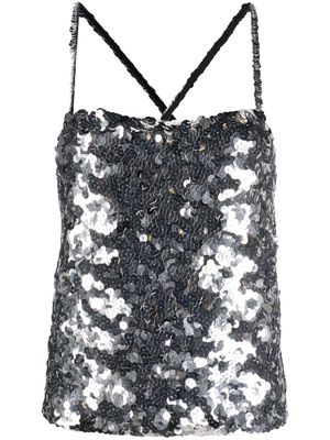 Sonia Rykiel sequinned square-neck tank top - Silver