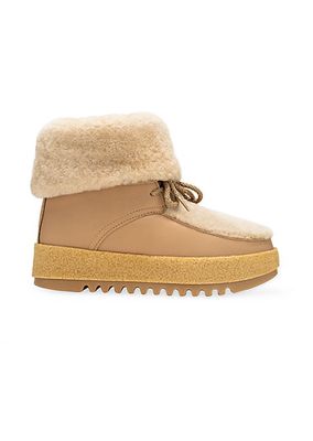 Sonia Shearling-Trimmed Leather Booties