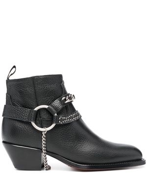 Sonora 50mm chain-embellished leather boots - Black