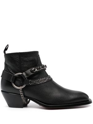 Sonora 50mm chain-link leather boots - Black