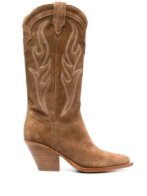 Sonora 70mm Western-style suede boots - Brown