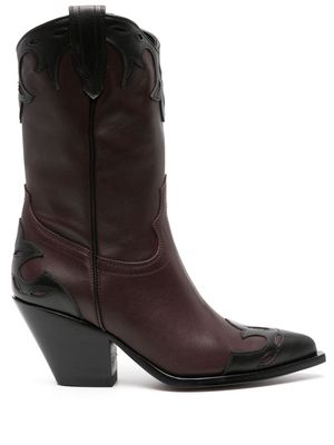 Sonora 80mm stacked-heel western leather boots - Brown