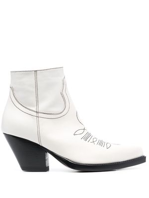 Sonora 85mm decorative-stitching cowboy boots - White