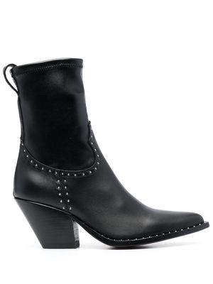 Sonora 85mm studded leather boots - Black