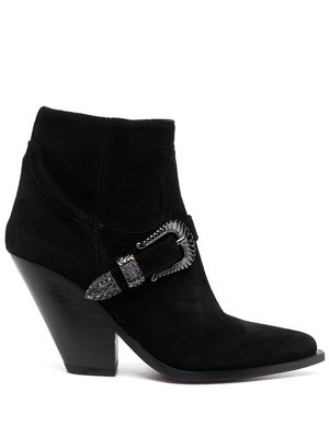 Sonora buckle-fastening 130mm suede boots - Black