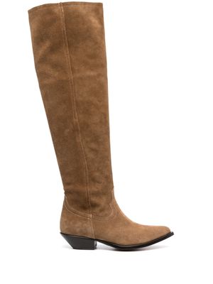 Sonora pointed-toe leather boots - Brown