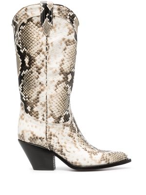 Sonora snakeskin leather boots - Brown