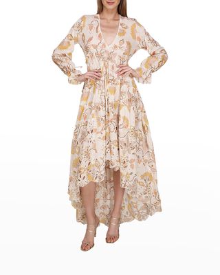 Sonrisa Floral Embroidered High-Low Dress