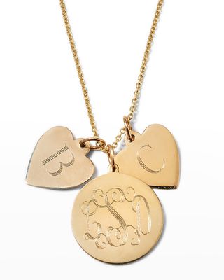Sonya 14K Gold Layered Monogram and Heart Initials Necklace