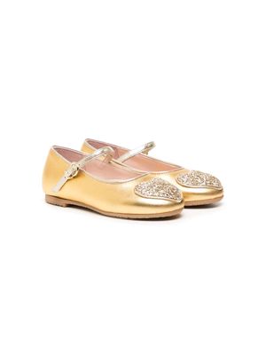 Sophia Webster Amora heart-patch ballerina shoes - Gold