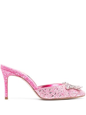 Sophia Webster Margaux glitter-detailed 85 mules - Pink