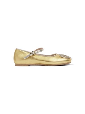 Sophia Webster Mini Amora laminated-finish ballerina shoes - Gold