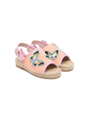 Sophia Webster Mini butterfly-embroidered espadrille sandals - Orange